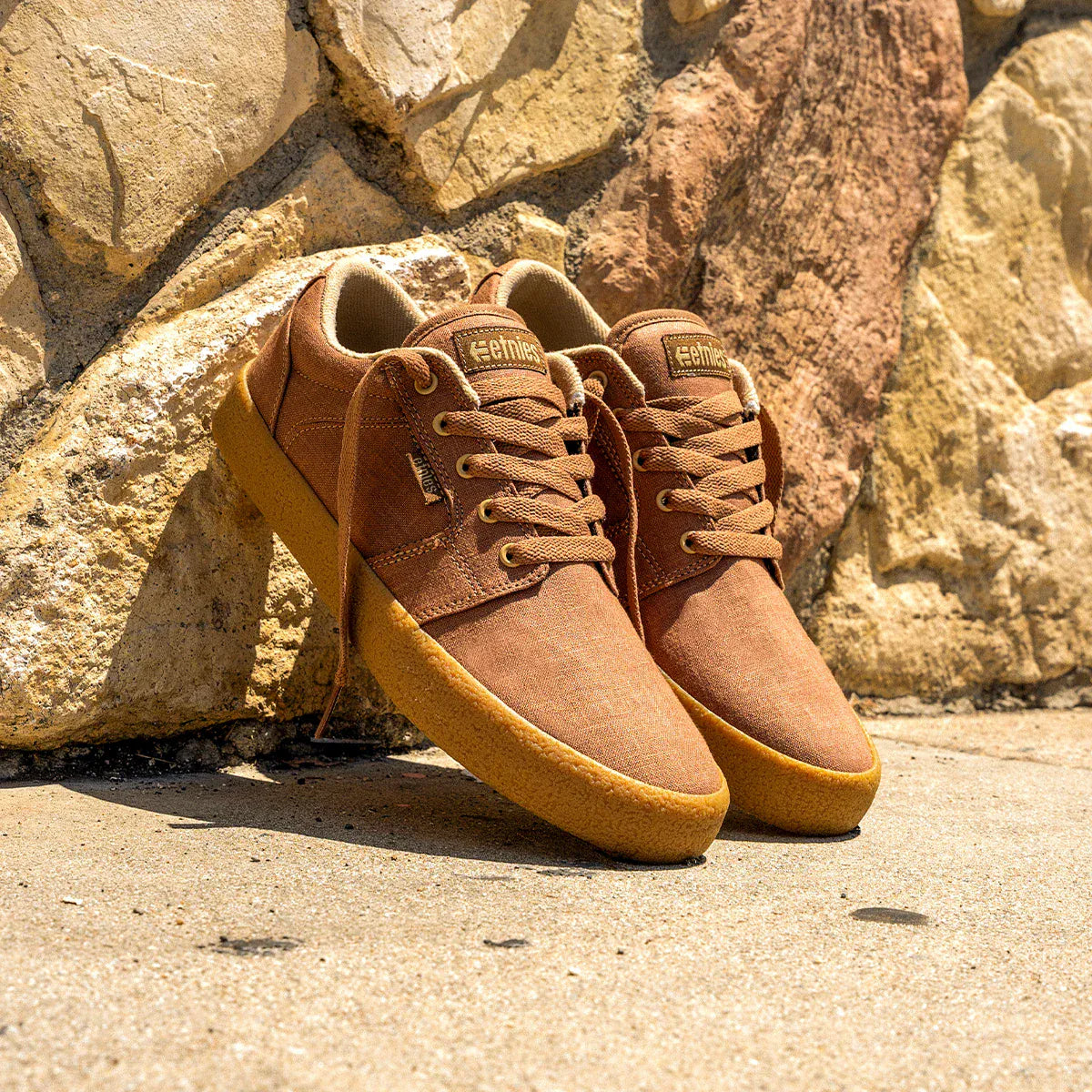 Barge LS Premium Brown Beige Gum Vulc Shoe | etnies Official Low-Top Vulcanized Etnies Skate Original Sustainability Gear