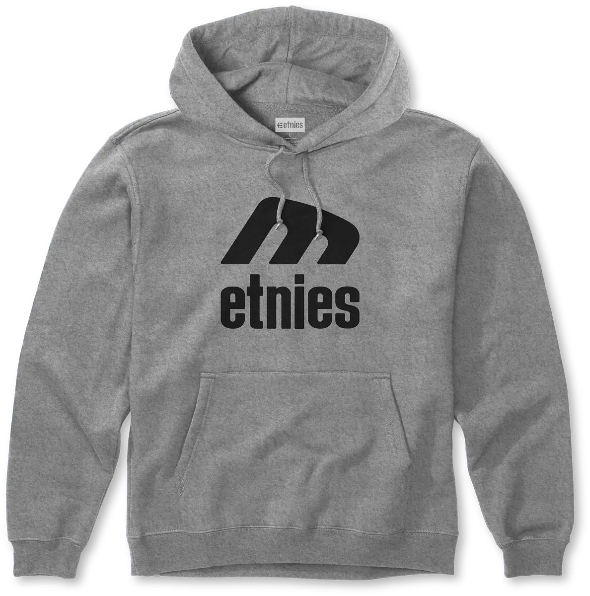 Icon E Grey Black Skate Pullover Hoodie | etnies Official Screen Hooded Fleece Etnies Skate Original Sustainability Gear