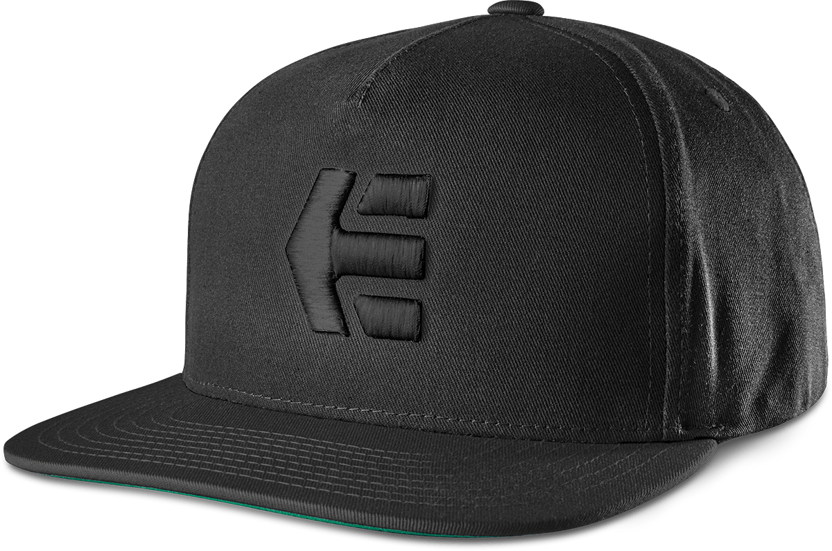 Icon Snapback Hat black - headwear | etnies Official Custom Hat Etnies BLACK/BLACK / ONE SIZE Skate Original Sustainability Gear 4140001356 194691093660