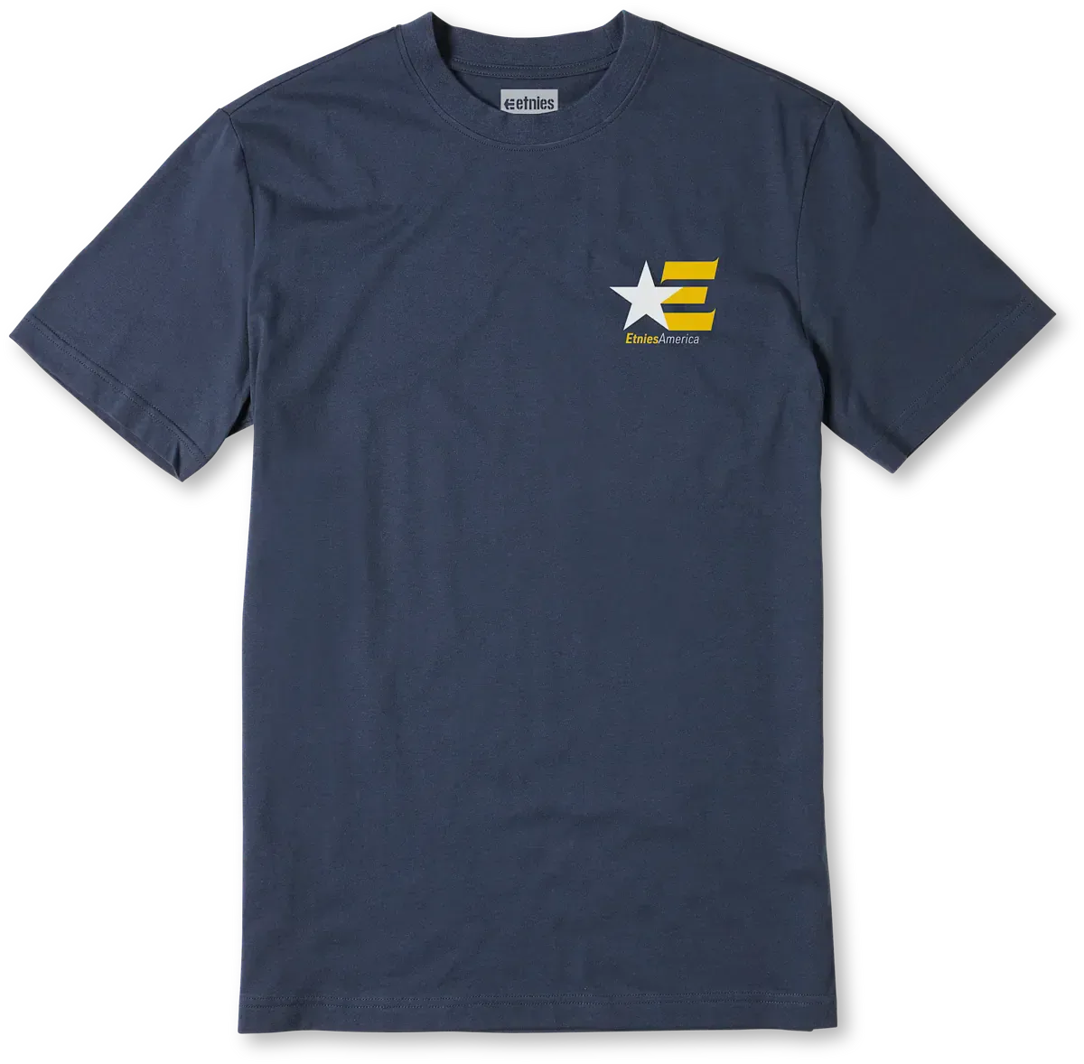 America Navy White Yellow Short Sleeve Tee | etnies Official S/S Basic T-Shirt Etnies Skate Original Sustainability Gear