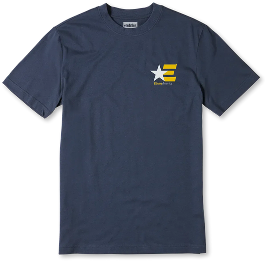 America Navy White Yellow Short Sleeve Tee | etnies Official S/S Basic T-Shirt Etnies Skate Original Sustainability Gear