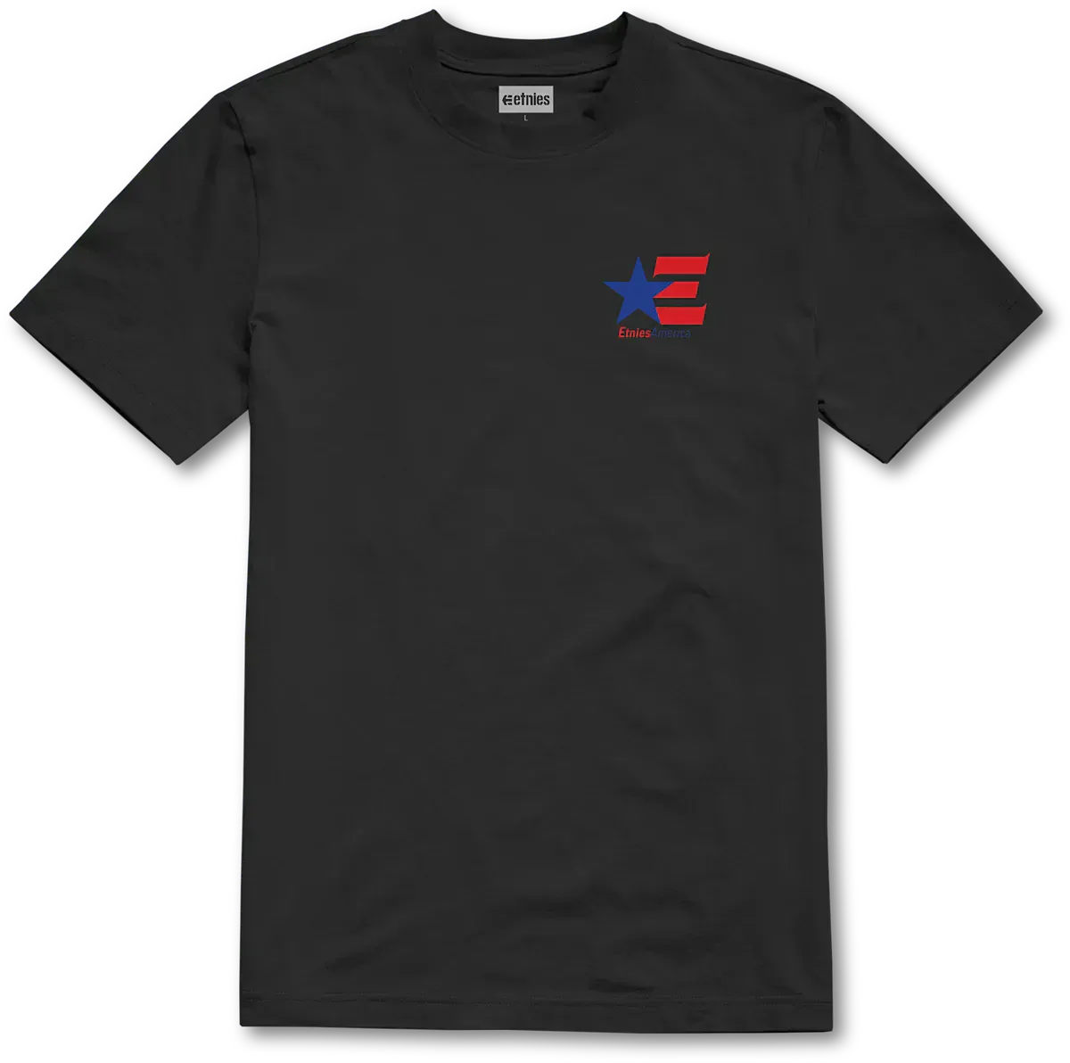 America Black Red White Short Sleeve Tee | etnies Official S/S Basic T-Shirt Etnies Skate Original Sustainability Gear