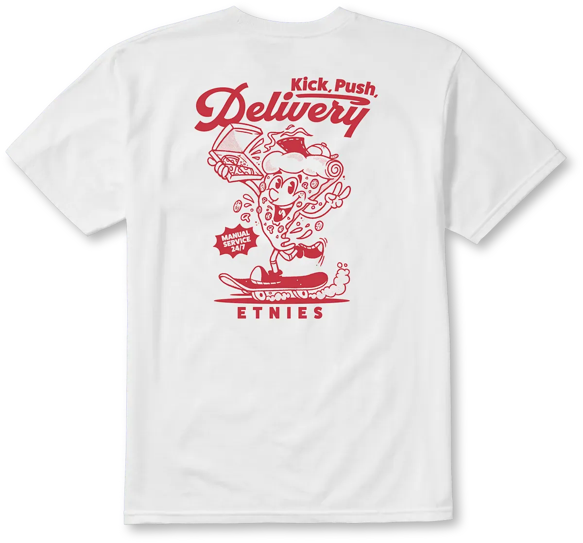 Kick Push White Red Short Sleeve Tee | etnies Official S/S Basic T-Shirt Etnies Skate Original Sustainability Gear