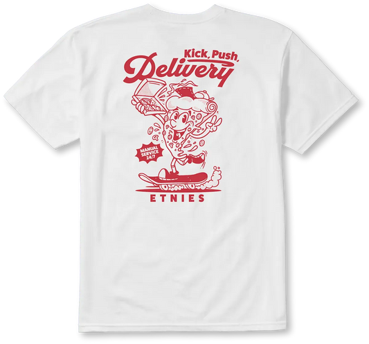 Kick Push White Red Short Sleeve Tee | etnies Official S/S Basic T-Shirt Etnies Skate Original Sustainability Gear