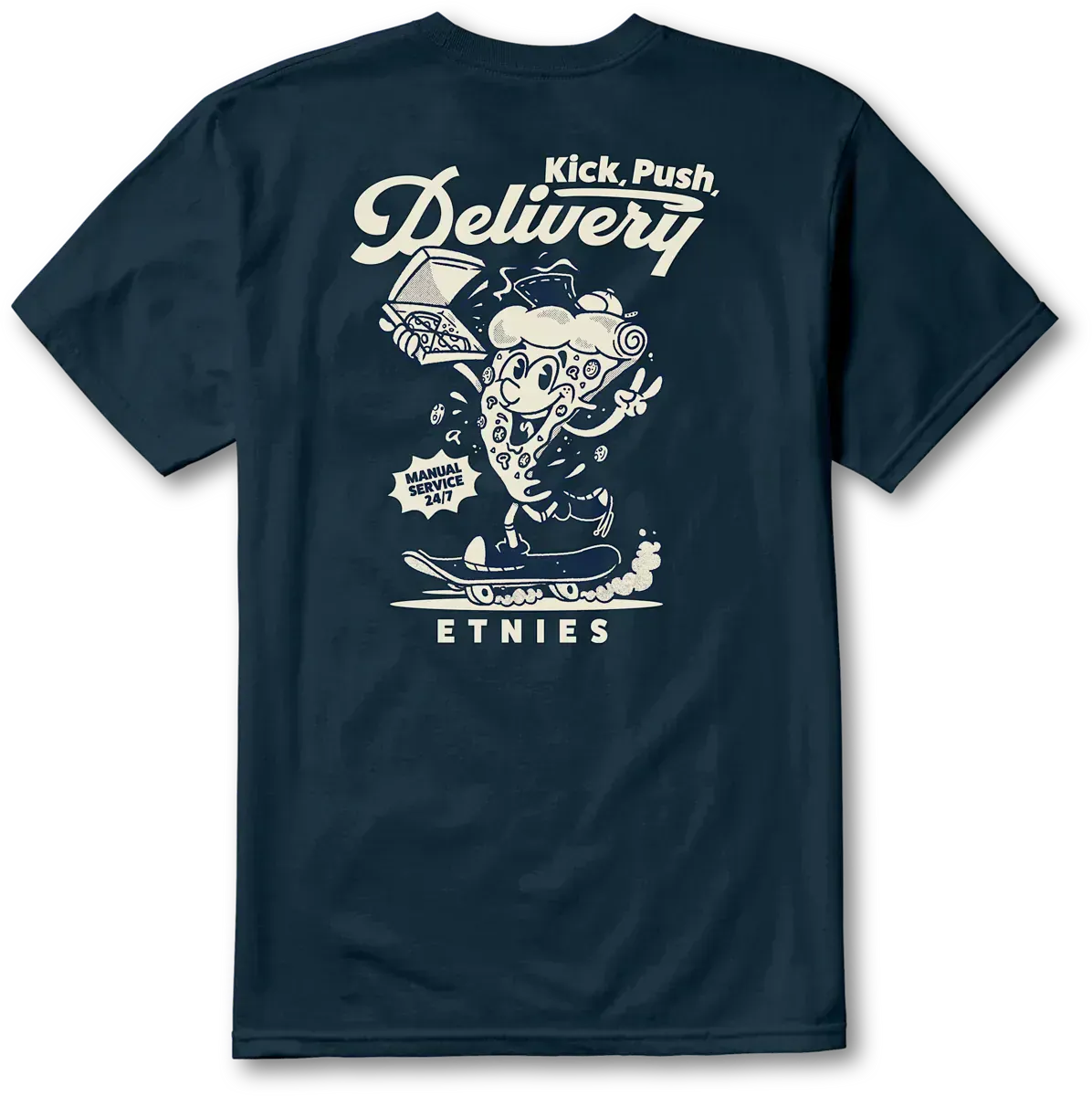 Kick Push Navy Tan Short Sleeve Skate Tee | etnies Official S/S Basic T-Shirt Etnies Skate Original Sustainability Gear