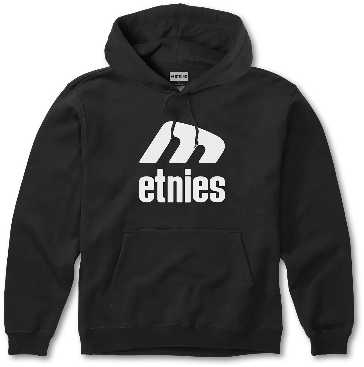 Icon E Black White Skate Pullover Hoodie | etnies Official Screen Hooded Fleece Etnies Skate Original Sustainability Gear
