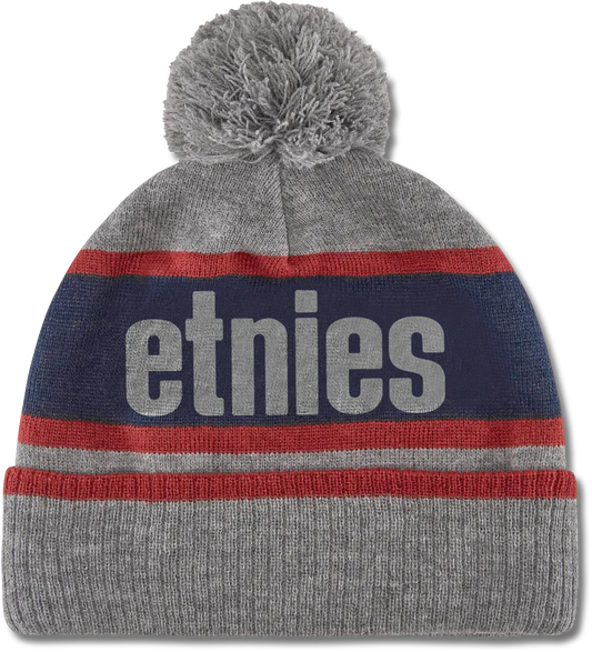 Stencil Pom Grey Heather Knit Beanie | etnies Official Beanie Etnies GREY/HEATHER / ONE SIZE Skate Original Sustainability Gear 4140001449.043.One Size.1ST 7630949182586