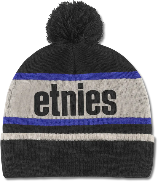 Stencil Pom Black Tan Knit Skate Beanie | etnies Official Beanie Etnies BLACK/TAN / ONE SIZE Skate Original Sustainability Gear 4140001449.975.One Size.1ST 7630949182579