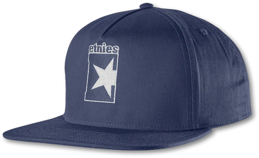 Star Snapback Hat – Navy Custom Adjustable | etnies Official Custom Hat Etnies NAVY / One Size Skate Original Sustainability Gear 4140001517.401.One Size.1ST 7630949182487
