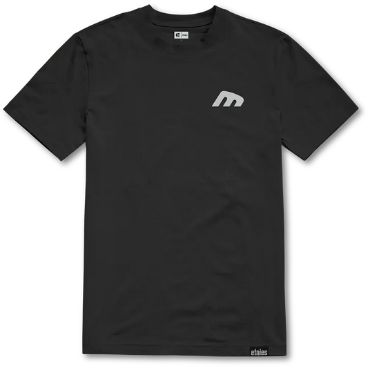 Black Embroidered Icon Logo Tee | etnies Official US etnies Skate Original Sustainability Gear